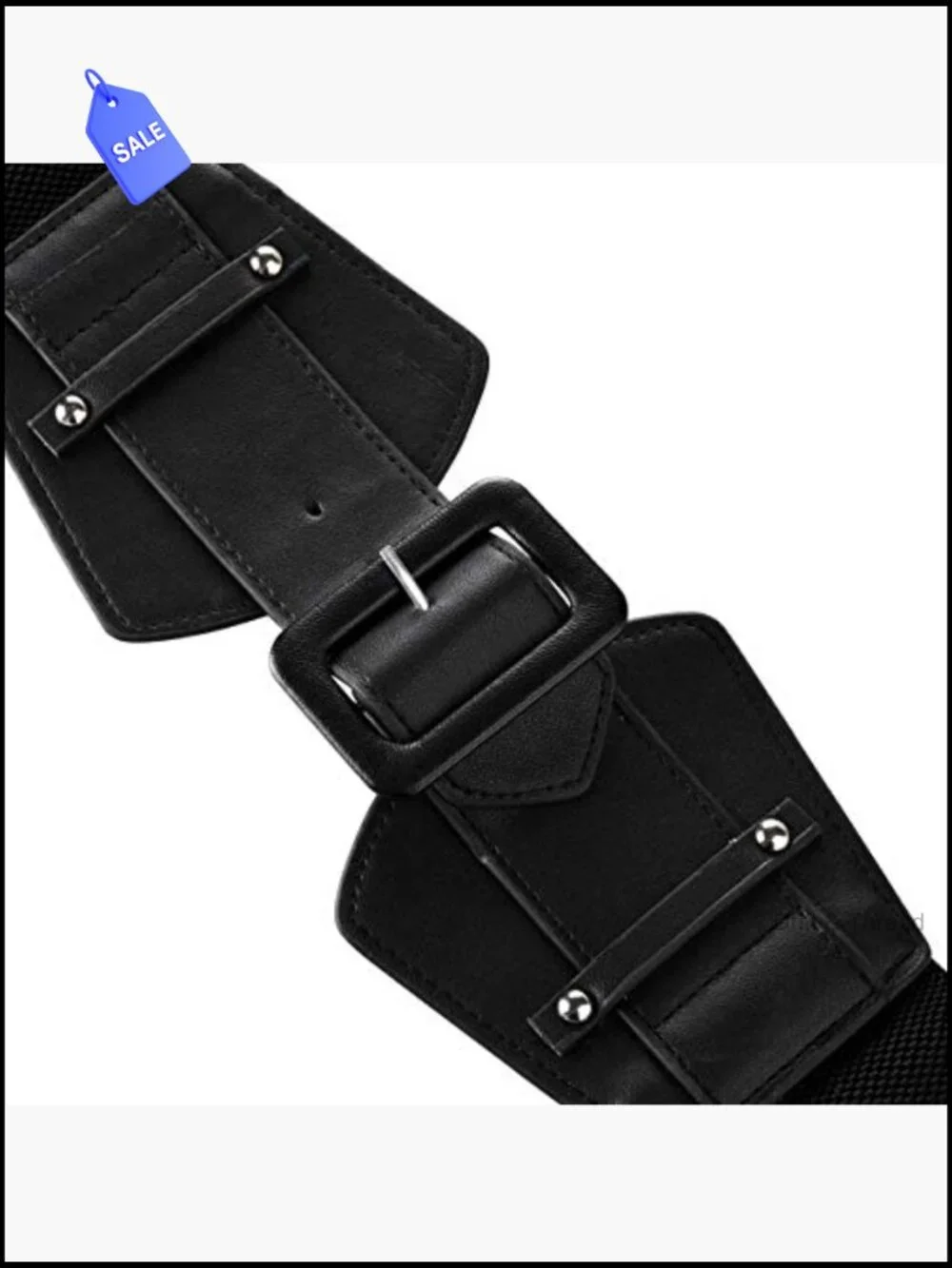 Thick Stretchy Retro Chunky Buckle Wide Leather Cinch Belt for Jeans Dresses